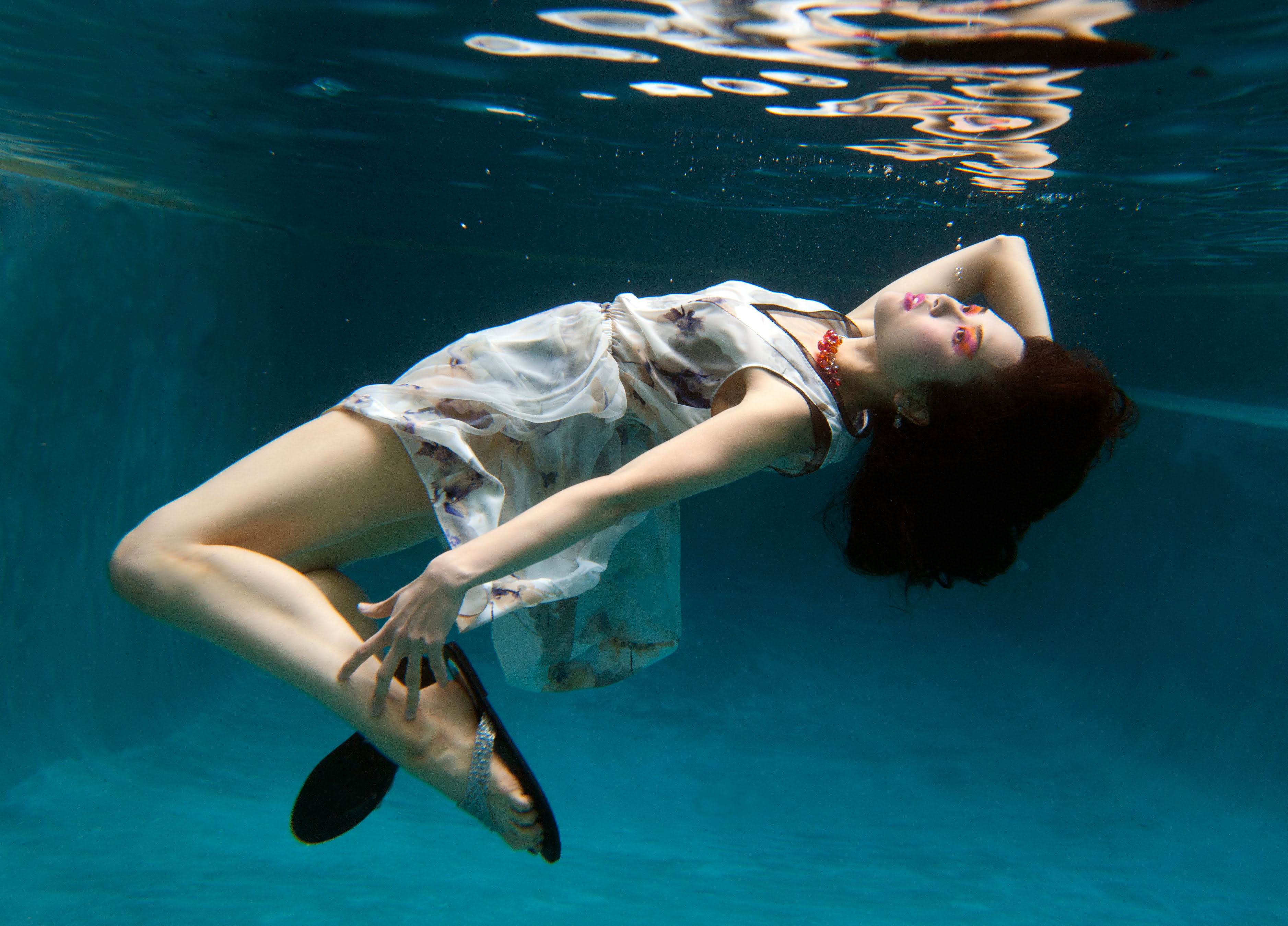 The Sun magazine's under water fashion shoot with resort style clothes. Lloyd Fox/Sun Photographer
