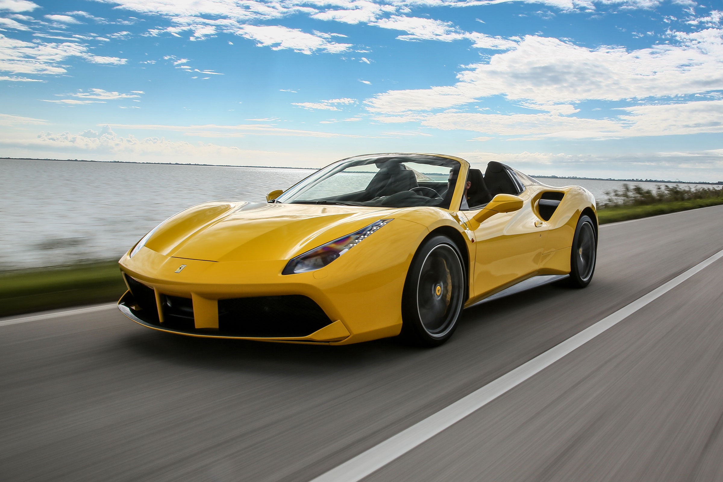 Ferrari 488 Spider roof down driving