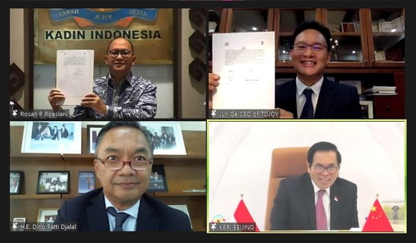 The MOU signing by Chairman Rosan Roeslani and Global CEO Ge Jun was witnessed by Ambassador Djauhari Oratmangun and Dr. Dino Patti Djalal