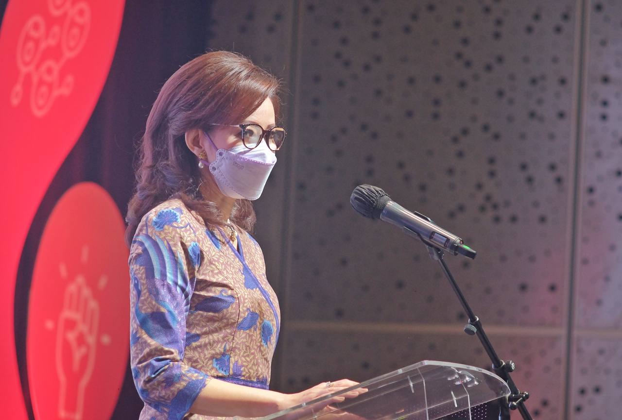 Photo Credit: Ketua Umum Forum Human Capital Indonesia, Alexandra Askandar, menyampaikan Welcome Speech pada pembukaan The 3rd Indonesia Human Capital Summit 2021. TELEGRAF/IHCS