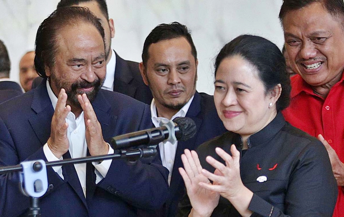 Surya Paloh dan Puan Maharani saat pertemuan di NasDem Tower. FILE/Ist. Photo